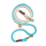 Robins Egg Blue Cotton Rope Dog Leash | Italian Solid Bronze Bolt Snaps, AdjustableShop LeashesFound My AnimalS